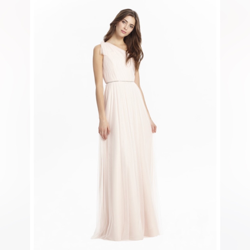 Monique Lhuillier Bridesmaids NWT Grace Blush Pink 8 One Shoulder Tulle